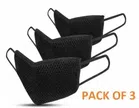 Hs Doctor Plus Reusable Washable Face Mouth Mask Black (Pack Of 3)