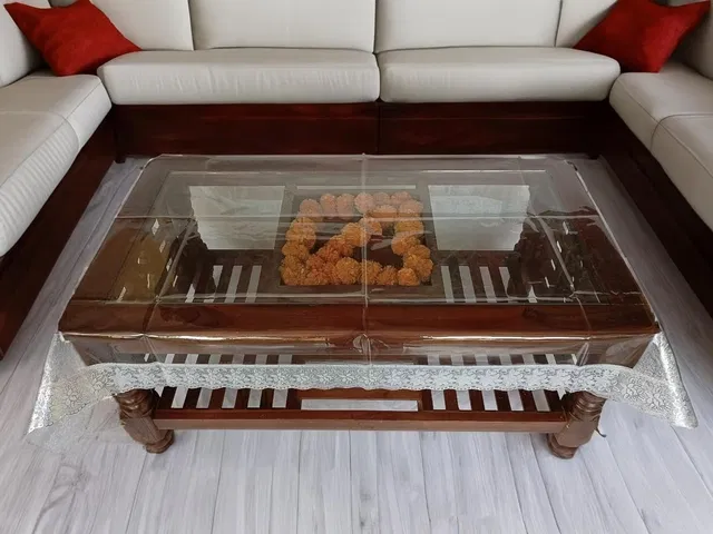 PVC Printed 4 Seaters Table Cover (Multicolor, 40x60 inches)