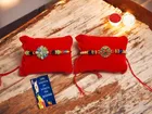 Metal 2 Pcs Rakhi with Greeting card, Roli 