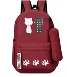 Combo of Double Cat & Monster Printed PU Backpacks for Girls 