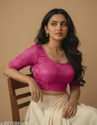 Lycra Ready Made Blouse for Women, Pink 