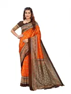 Mysore Silk Printed Saree for Women (Orange, 6.3 m)