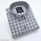 Cotton Blend Printed Shirt for Men, Grey 