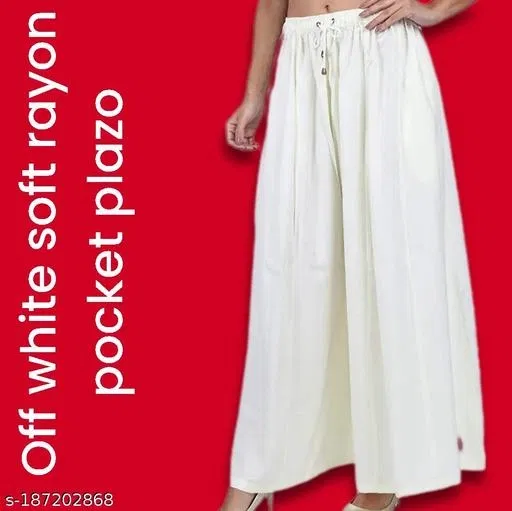 Palazzo Pants for Women (White, XXXXL)