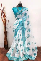 Cotton Linen Printed Saree for Women 