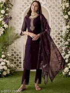 Floral Embroidered Chanderi Cotton Kurti for Women 