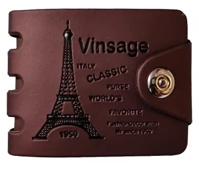 Synthetic Wallet for Men, Vintage Brown, Compact, Durable Build
