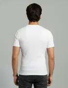 Polyester Round Neck T-shirt for Men, White 