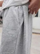 Cotton Blend Solid Trackpant for Men, Grey 