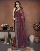 Bollywood Embroidered Tissue Saree for Women 
