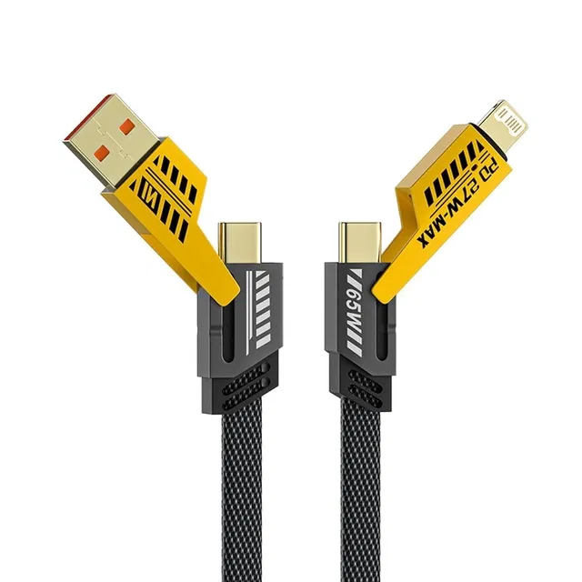 Immutable 4-in-1 USB Type-C Cable (Black), 65W Fast Charging, 1m Braided Multi-Device Cable, Compatible with Apple & Android