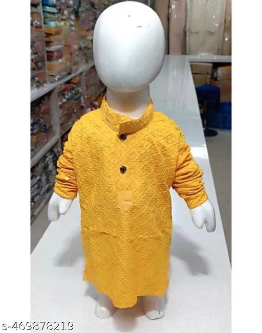 RK TRADERS Botanical Chikankari Kurta Set for Boys (White, 2-3 Years)