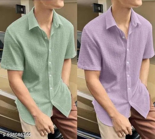 Casual Shirts for Men, Pack of 2 (Purple, M)
