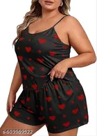 Cotton Blend Night Dress for Women, Black 