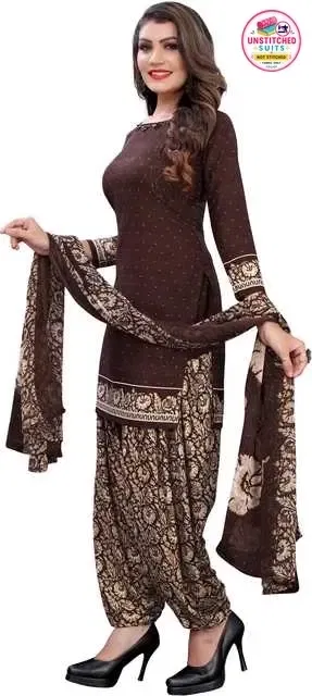 Crepe Unstitched Suit for Women (Brown, Free Size)