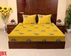 Cotton Elastic Fitted Double Bedsheet with 2 Pillow Covers (Yellow, 78x72 inches)