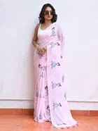 Bollywood Pink Chanderi Digital Print Saree for Women