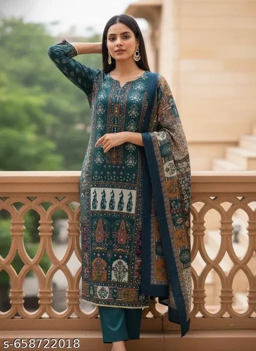 Punjabi/All Over Suits Printed Floral (Green, 5.85 meter (S)) (Multicolor, 6.85 meter for Men (3XL)