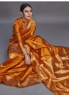 Litchi Silk Zari Woven Saree for Women, Mustard 