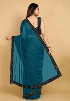 Lycra Blend Solid Saree for Women 