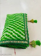 Georgette Printed Saree for Women, Green 
