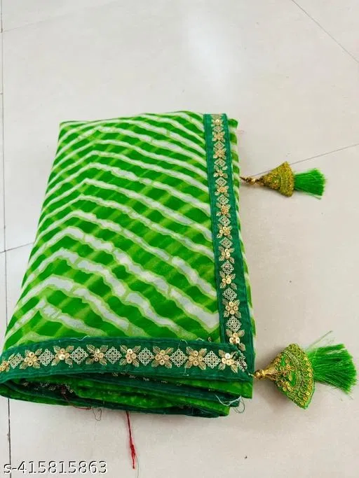 Georgette Printed Saree for Women, Green (6.3 m)