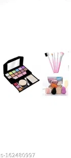 Makeup Kit with Makeup Puff Combo & 5 Pcs Makeup Brushes (Multicolor, Set of 3)