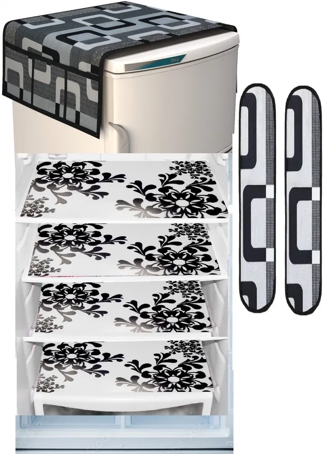 Knit 7 Pcs Fridge Cover Set (Multicolor, Set of 1)