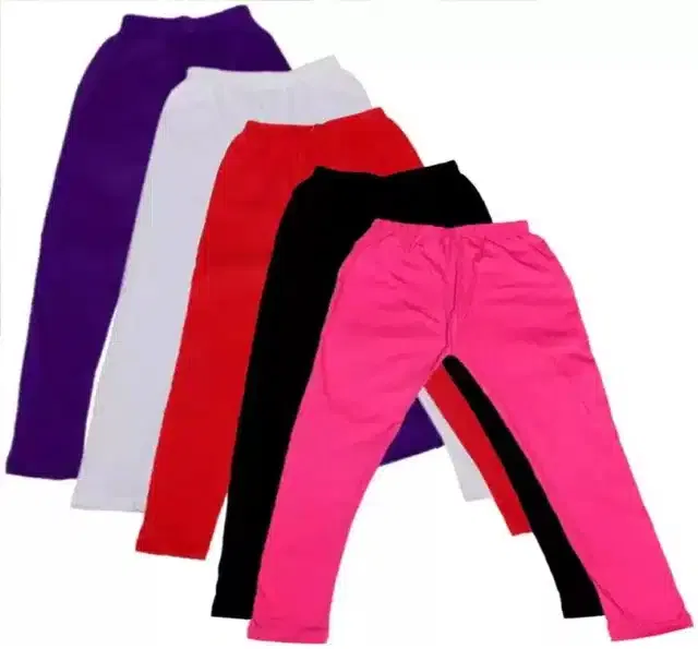 Soft & Comfortable Leggings for Girls (Pack of 5) (Multicolor, 15-16 Years)