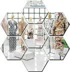Mirror Sticker Silver Hexagon for Home/Office 7pcs 12x10cm