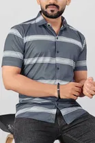 Half Sleeves Striped Shirt for Men 