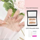 Kamz's Fake Nails Nail Extension Kit - Quick Fix Press On Nails, Aesthetic Acrylic Stick on Nails, Reusable, 12pcs Nails Set for Girls & Kids