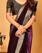 Lycra Blend Solid Saree for Women 