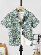 Cotton Printed Shirt For Boys, Mint green 