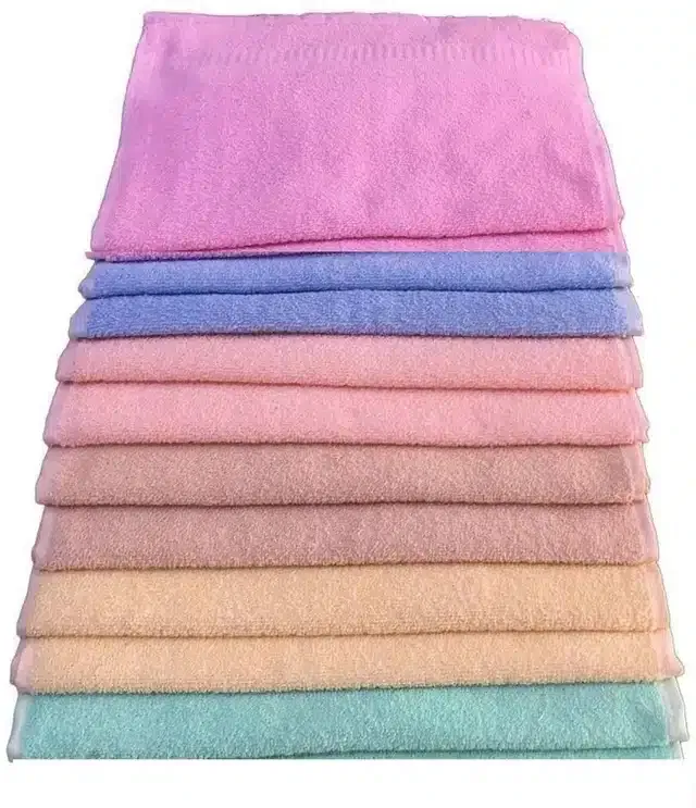 Cotton High Absorbent Antibacterial Hand Towels (Pack of 10) (Multicolor, 12x18 inches)