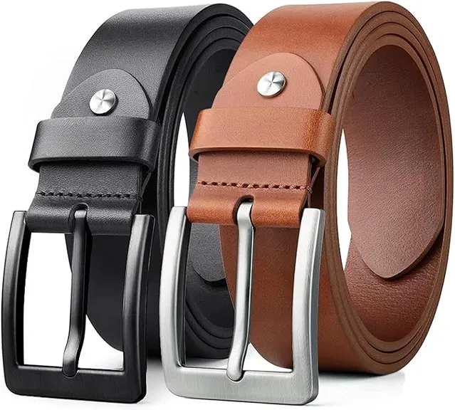 Classic Belt for Men, Pack of 2, Black & Brown, Casual, Sleek Look