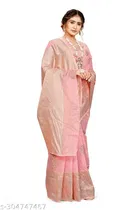 Linen Zari Woven Saree for Women 