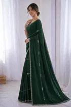 Bollywood Satin Embroidered Saree for Women 