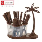 Stainless Steel 24 Pcs Cutlery Serving Set (Brown, Set of 1)