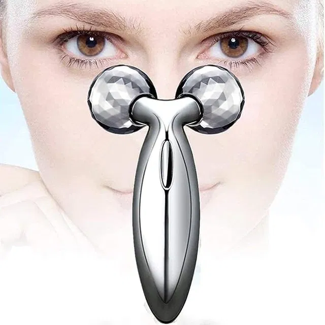 3D Face Massager Roller, Silver