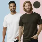 Polyester Round Neck T-shirt for Men, Multicolour, Pack of 2 