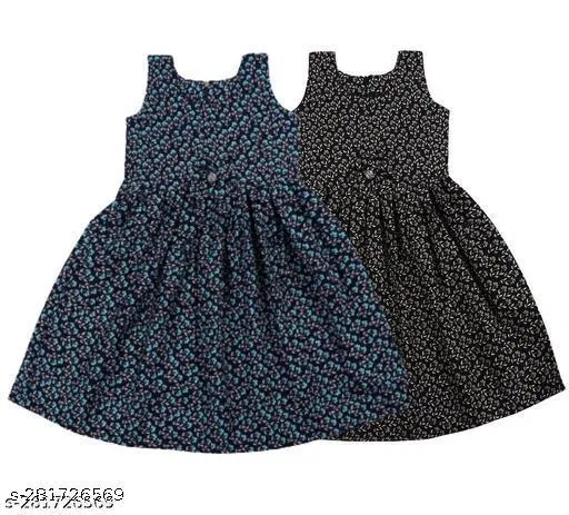 Frock for Girls (Black, 2-3 Years)