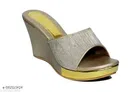 Heels for Women (Yellow & Silver, 4)
