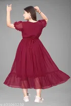 Fit and Flare Georgette Dress for Women 