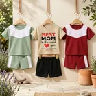 Solid Cotton Blend Top & Bottom Set for Boys 