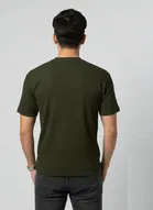 Polyester Round Neck T-shirt for Men, Olive 