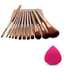 12 Piece Makeup Brush Set With Makeup Blender Combo (Pack Of 1)