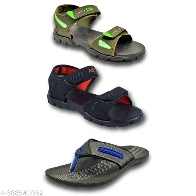 Sandals with Flipflop for Men (Multicolor, 6) (Pack of 3)