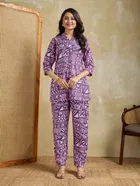 Cotton Rayon Printed Top & Bottom Set for Women 