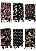 Chiffon Scarves for Women, Multicolor, Pack of 6